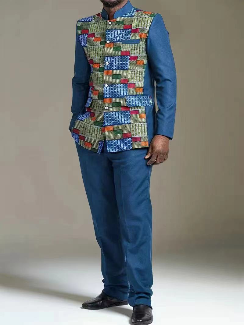 Men'S Formal Wear For A Wedding - メンズアフリカカフタンセット、長袖ラウンドネックブラウス＆パンツ、エレガントなムスリムウェディングパーティー用2ピーススーツ