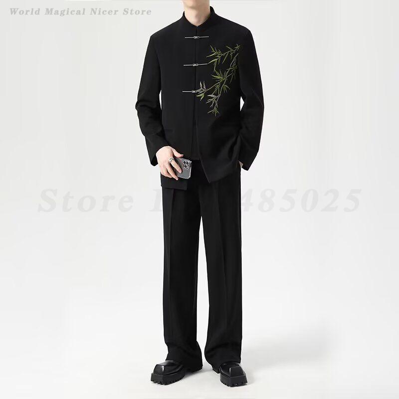 Men'S Formal Wear For A Wedding - 伝統的な男性の結婚式の婚約衣装古典的な新中国風のメンズ中山スーツファッションアカデミックスタイル制服 S-5XL