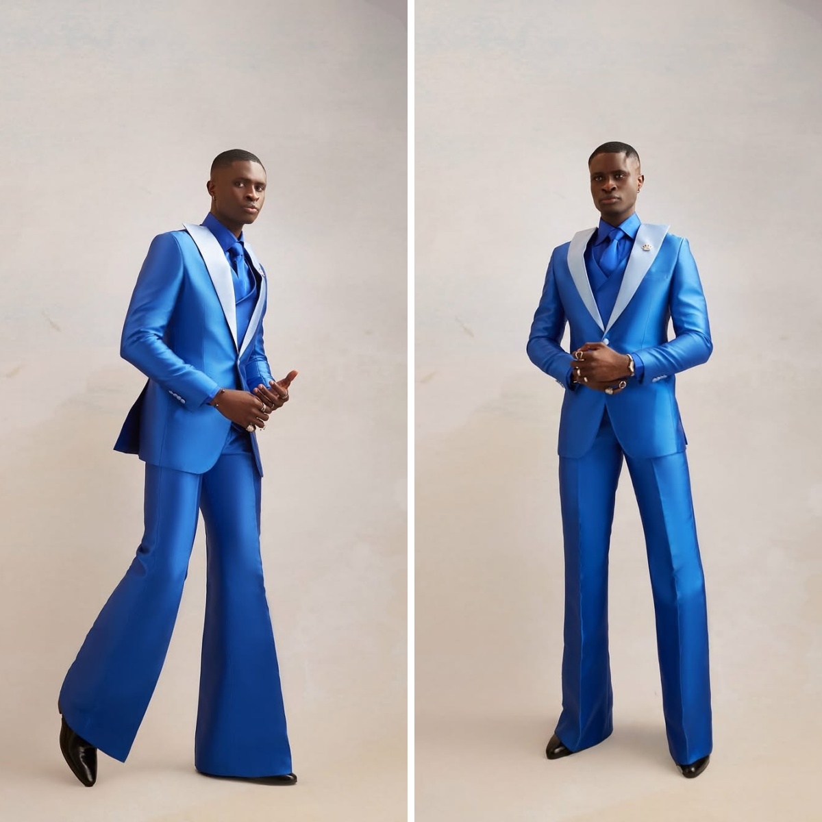 Men Formal Wear Modern - サテンメンズスーツセット 3 ピースブレザー + ベスト +