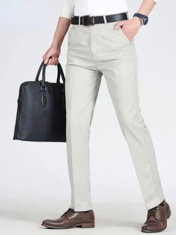 Men'S Formal Wear For A Wedding - メンズハイウエストスリムパンツスラックス、ストレート、ルーズ、ブラック、単色、ビジネス、カジュアル、秋、gozbkf、綿100%
