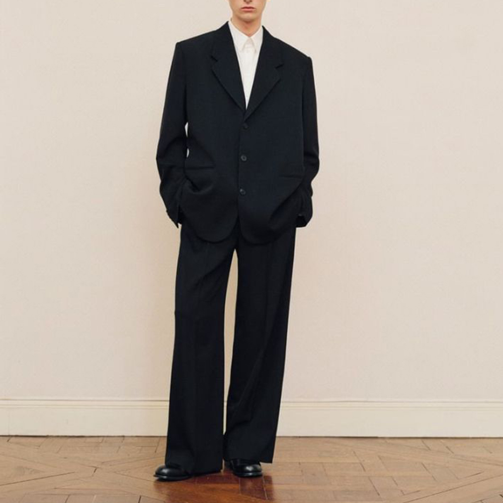 Formal Wear For Men In Wedding - メンズ ブラック オーバーサイズ スーツセット シングルブレスト ファッション