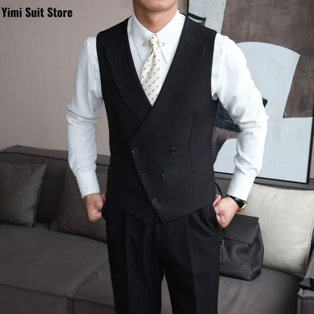 黒の高品質メンズスーツ3ピースセット、ワンブレスト、ビジネス - Men Formal Wear Modern のレビューと価格