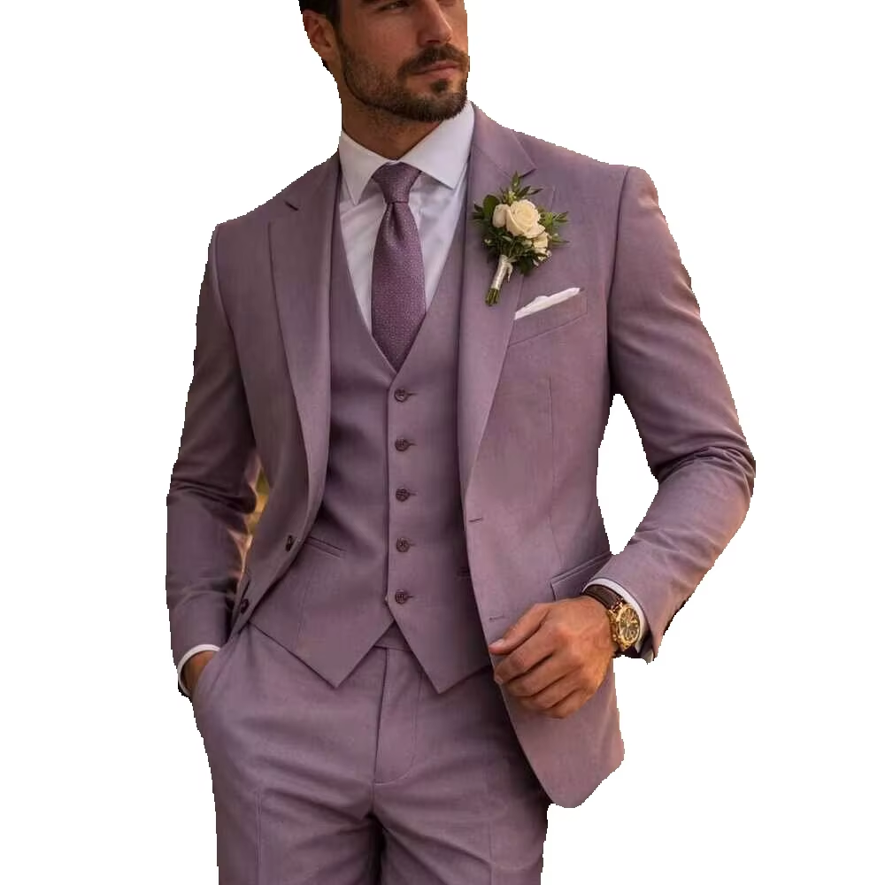 ラベンダー 3 ピースメンズスーツ ライラック スリムフィッ - Formal Wear For Men In Wedding のレビューと価格