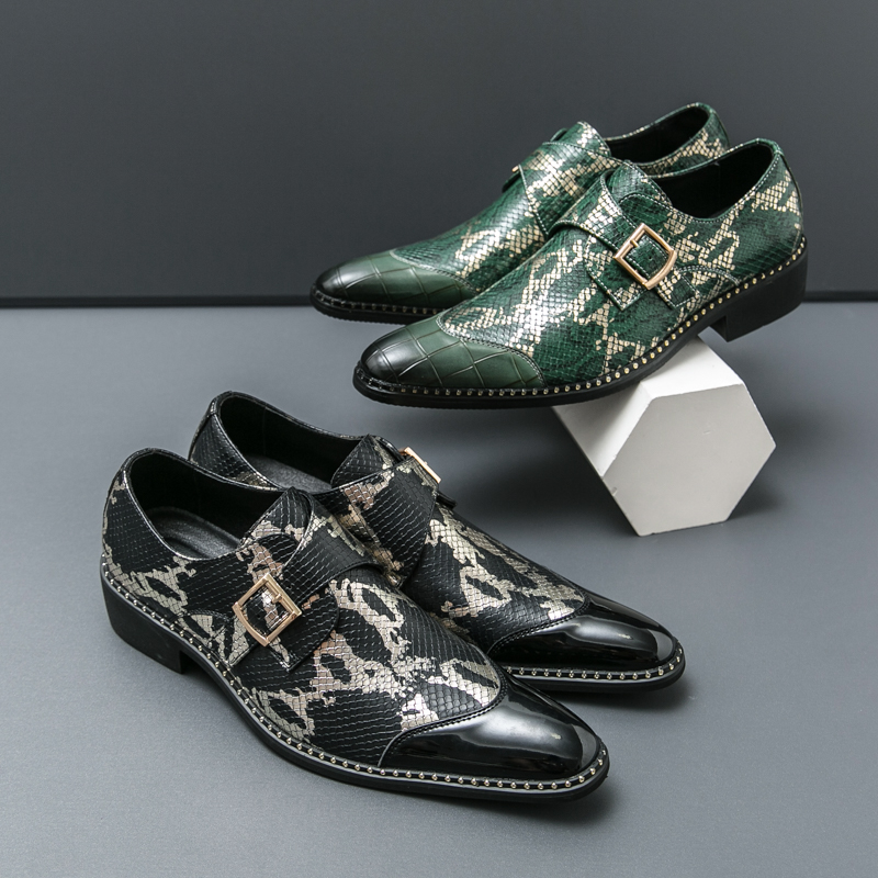 レトロクラシック Le Fu 靴男性 PU ブラックグリーン - Men Formal Wear Brands のレビューと価格