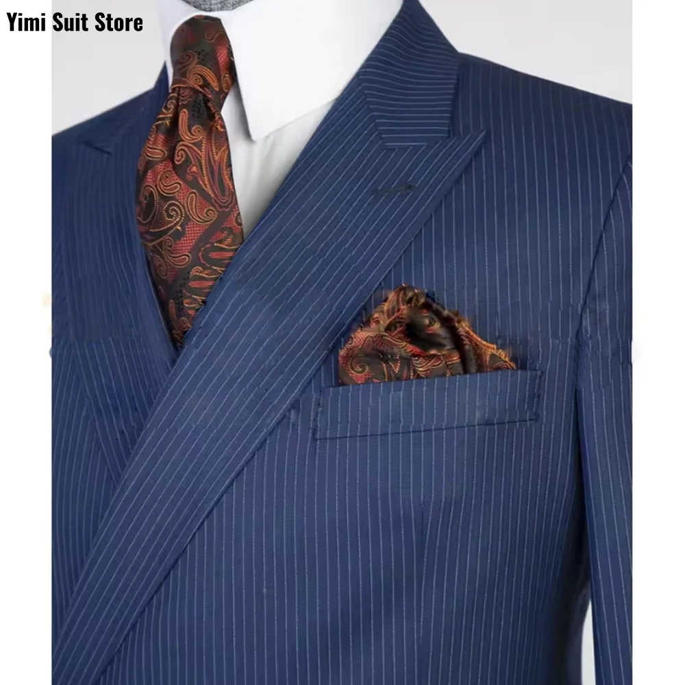 ピンストライプ メンズスーツ 2ピース ワンブレスト ブレザ - Men Formal Wear Modern のレビューと価格