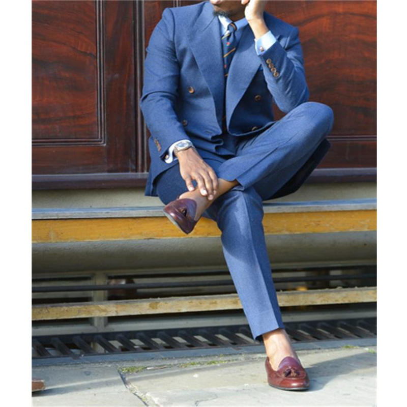 ダークブルーのフォーマルメンズスーツ,2ピース,結び目付きラ - Formal Wear For Men In Wedding のレビューと価格
