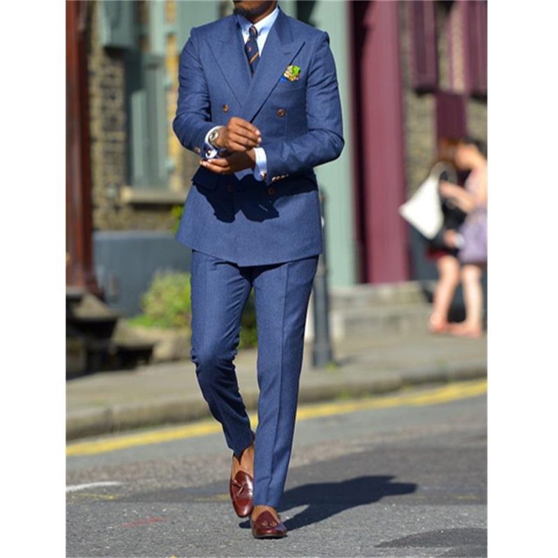 ダークブルーのフォーマルメンズスーツ,2ピース,結び目付きラ - Formal Wear For Men In Wedding のレビューと価格