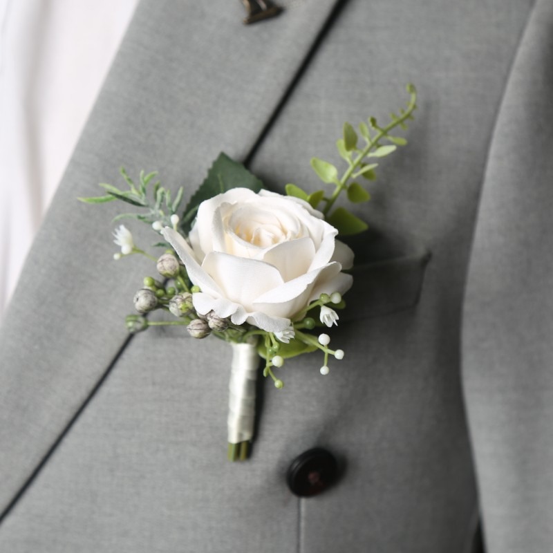 結婚式のスーツのコサージュ男性の花結婚式の男性の人工バラ手首 - Men'S Formal Wear For A Wedding のレビューと価格