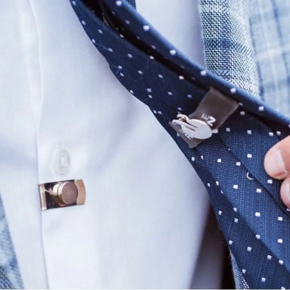 新しい目に見えないネクタイ留めクリップ、しわ防止、揺れ防止ネ - Collar Stay Metal のレビューと価格
