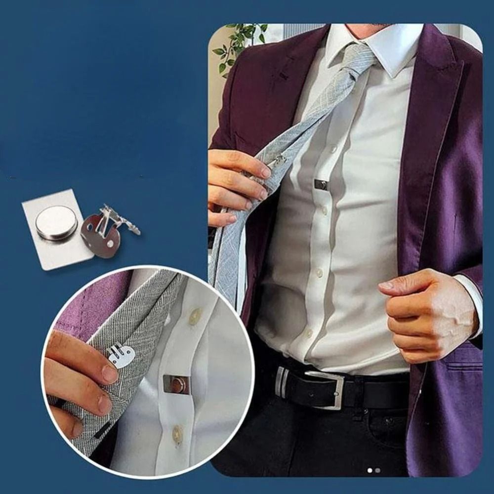 新しい目に見えないネクタイ留めクリップ、しわ防止、揺れ防止ネ - Collar Stay Metal のレビューと価格