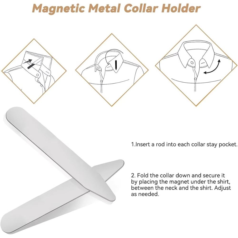 6個入り 耐久性のあるステンレス製襟スタイ 磁気式 ボックス - Collar Stay Metal のレビューと価格