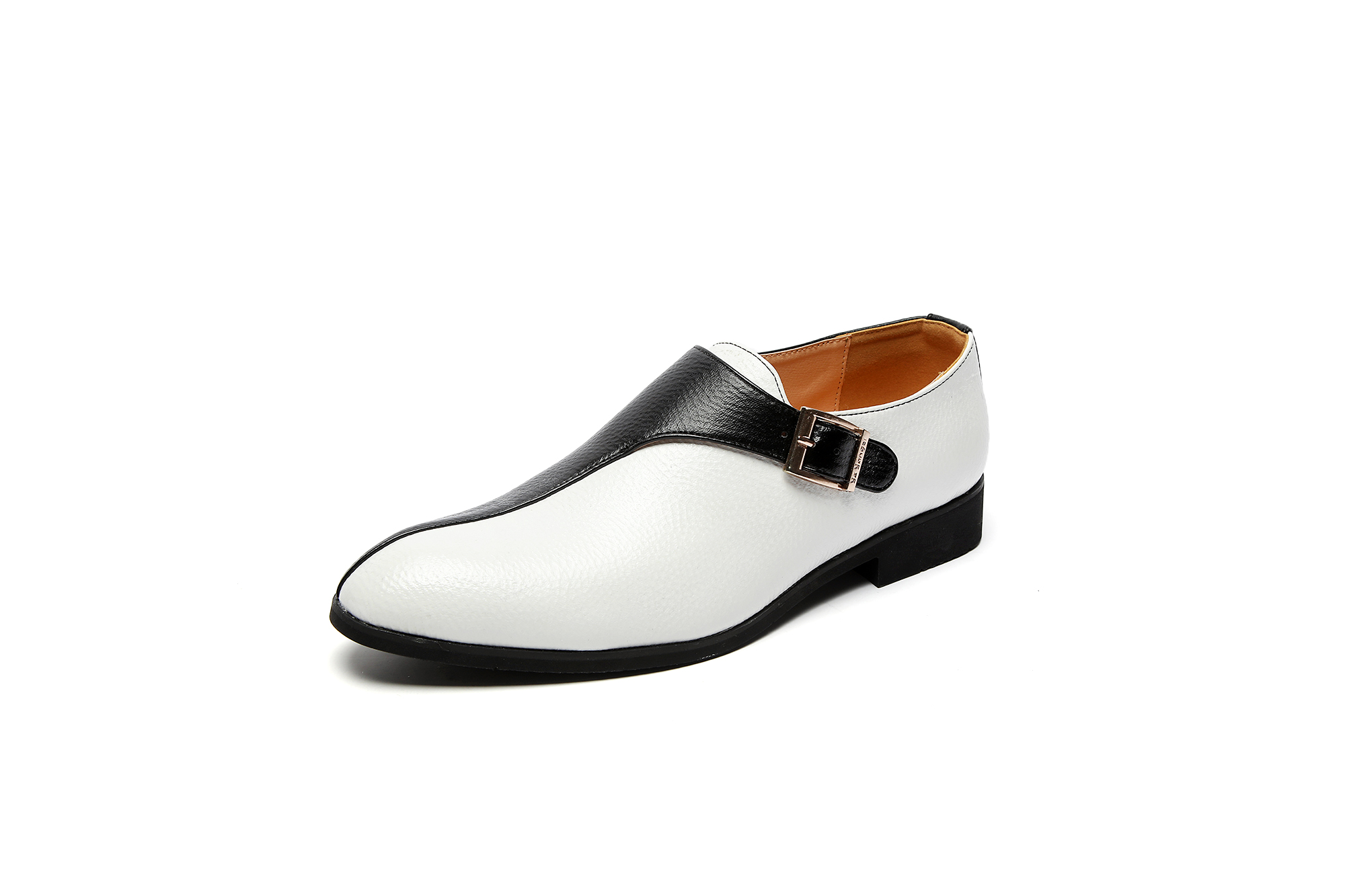 クラシックな黒と白のパッチワークローファー メンズ PU ロ - Men Formal Wear Black And White のレビューと価格