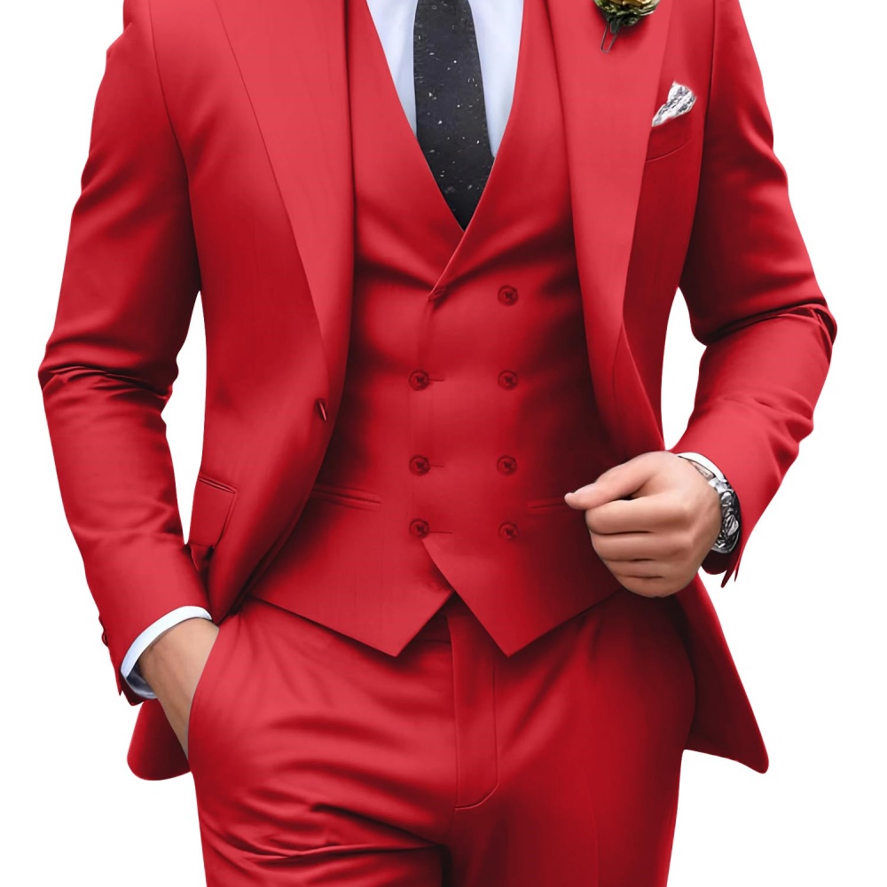 3ピース無地メンズスーツ 結婚式タキシード新郎衣装 ビジネス - Formal Wear For Men In Wedding のレビューと価格