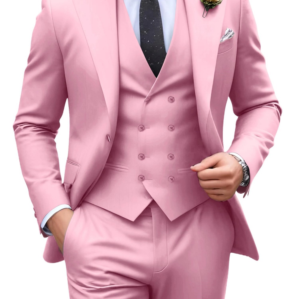 3ピース無地メンズスーツ 結婚式タキシード新郎衣装 ビジネス - Formal Wear For Men In Wedding のレビューと価格