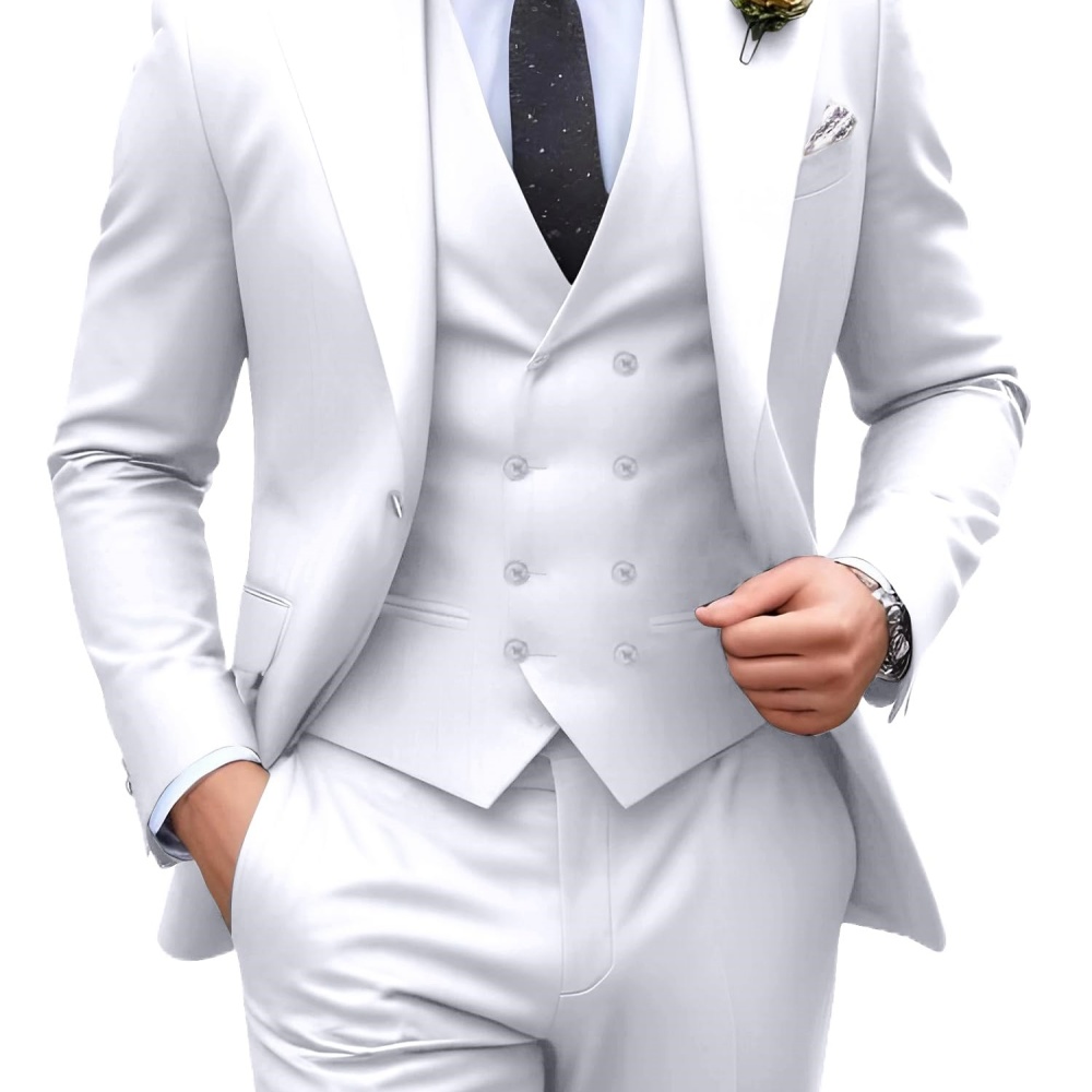 3ピース無地メンズスーツ 結婚式タキシード新郎衣装 ビジネス - Formal Wear For Men In Wedding のレビューと価格
