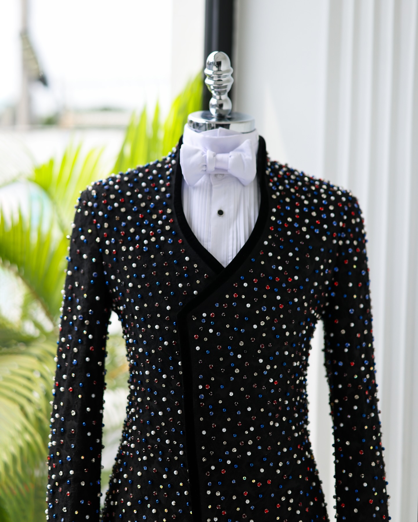 カラフルなクリスタルメンズスーツセット 2ピース ブレザー+ - Men Formal Wear Modern のレビューと価格