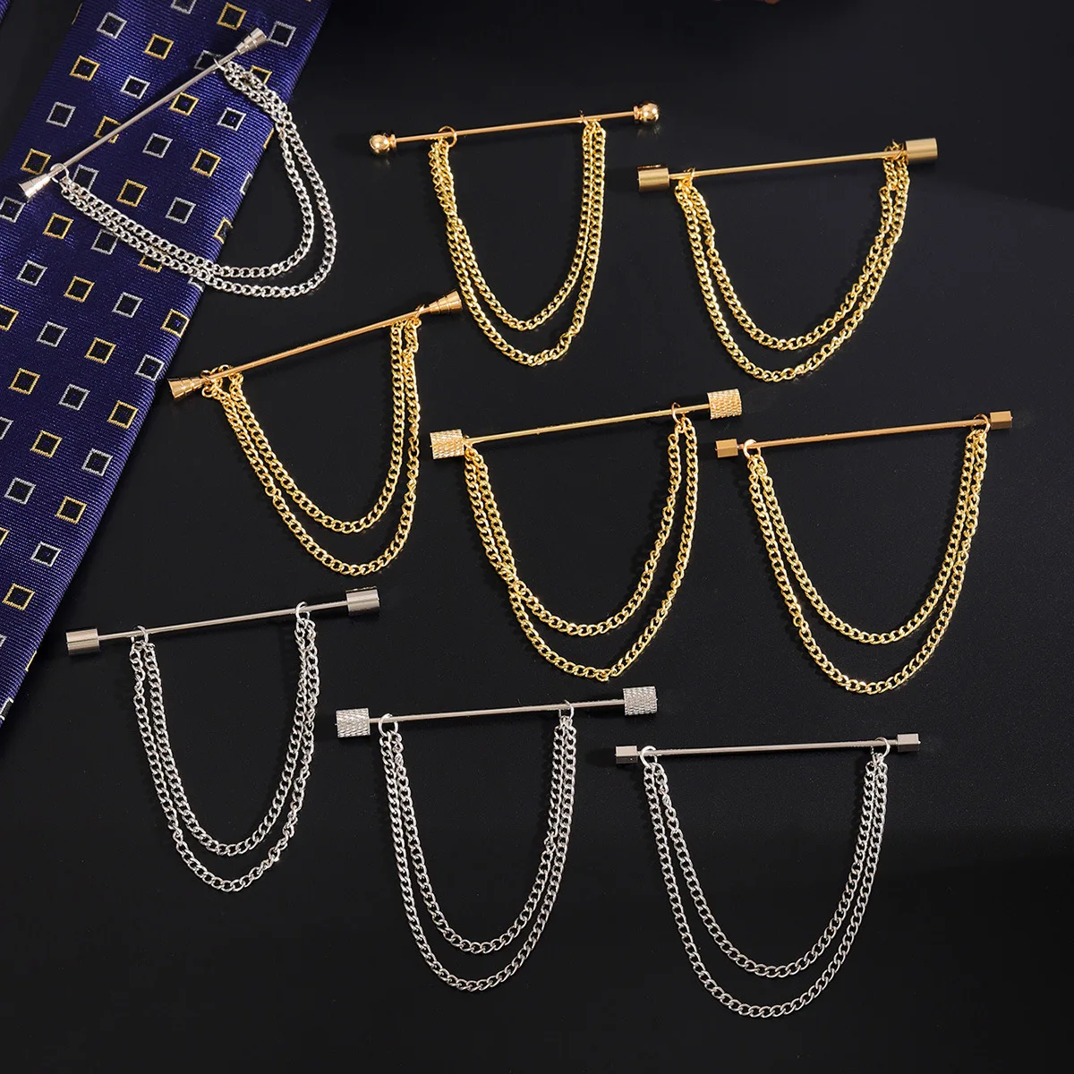 男性用スパイラルバックルカラーピン,ネクタイチェーン,シャツ - Collar Stay Metal のレビューと価格